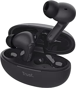 Trust Yavi Auriculares Inalámbricos Bluetooth In Ear 2 Micrófonos ENC Cancelación de Ruido, 23 Horas de Batería, 85% Plástico Reciclado, Auriculares Bluetooth Earbuds Android iPhone, Negro