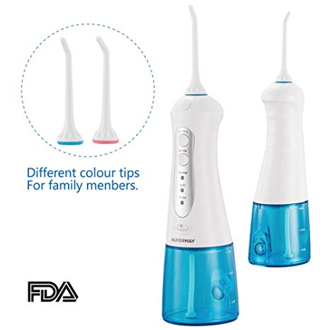 RUKERWAY Water Flosser, Rechargeable Dental Power Flosser FDA Approved,Portable Oral Irrigator 3-Mode,IPX 7 Waterproof 200ml Water Tank for Home,Travel and Office