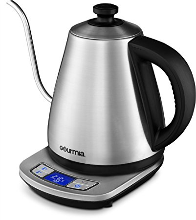 Gourmia GPK720 Electric Kettle - Set and Maintain Pour Over or Brewing Temperature with Digital Control and Display - Stainless Steel, Cordless, Gooseneck Spout - 1 Liter