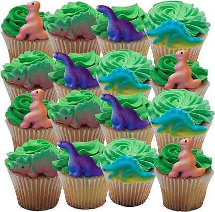 CakeSupplyShop Dinosaur Sugar Decorations for Cakes and Cupcakes 12count