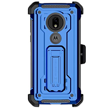 Ghostek Military Grade Dual Layer Case with Holster Belt Clip Designed for Motorola Moto G7 Play – Blue