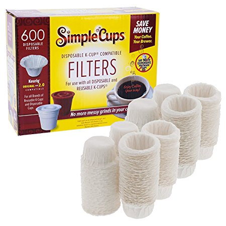 Disposable Filters for Use in Keurig Brewers - Simple Cups - 600 Replacement Filters - Use Your Own Coffee in K-cups