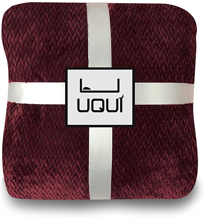 U UQUI Flannel Fleece Luxury Blanket - Lightweight Cozy Plush Throw Blanket Twin,Queen,King Size(60inX80in, Wine)