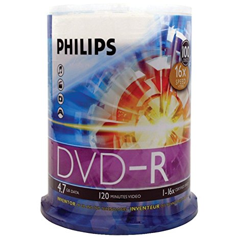 PHILIPS DM4S6B00F/17 4.7GB 16x DVD-Rs (100- Cake Box Spide)