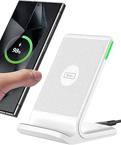 INIU Wireless Charger, 15W Fast Qi-Certified Wireless Charging Station with Sleep-Friendly Adaptive Light Compatible with iPhone 15 14 13 12 Pro XS 8 Plus Samsung Galaxy S23 S22 S21 Note 20 Google etc