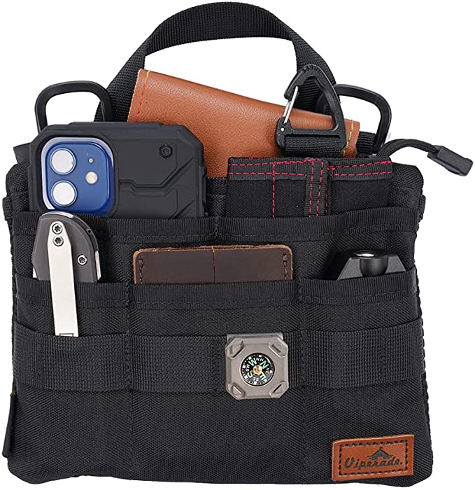 VIPERADE VE5 Tool Pouch, Tool Pocket Organizer for Men, Oxford Shoulder Tool Pouch with 7 Pockets for Flashlight, Pocket Knife, Notebook, EDC Tools, Keys