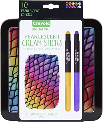 Crayola Pearlescent Cream Sticks & Case, Oil Pastel Alternative, Gift Set, 10Count