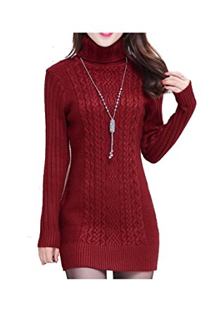 ARJOSA Women's Turtleneck Elasticity Long Sleeve Slim Fit Pullover Sweater