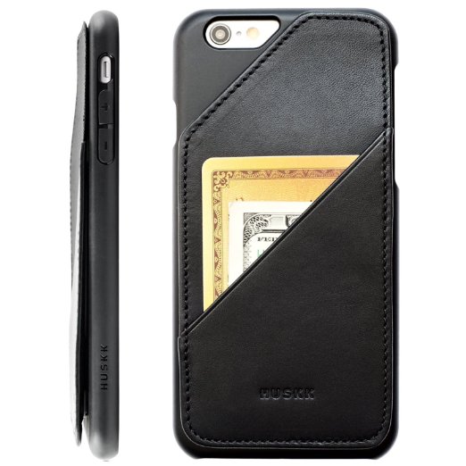 [iPhone 6/6S] Wallet Case with Drop/Shock Protection - Card Holder for Up to 8 Cards - Quickdraw by HUSKK - Black [Eco Leather TPU]