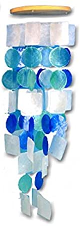 Circles and Squares Capiz Wind Chime (Blue)