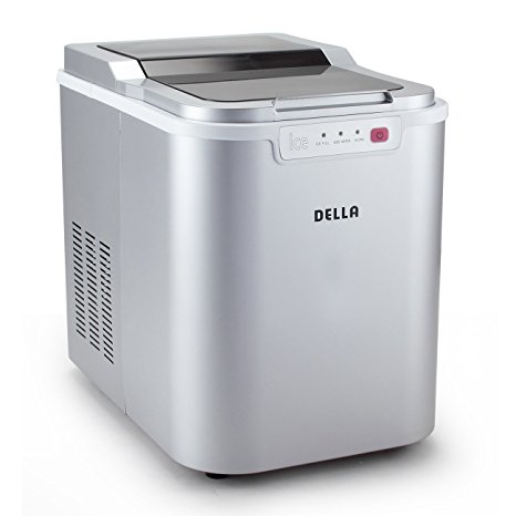 Della Portable Ice Maker Machine High Capacity, Yields up to 26 Pounds of Ice Daily -Silver