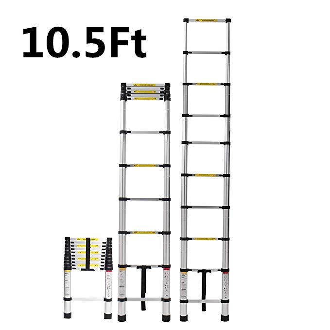 KingSo 10.5 Ft Aluminum Multi-Purpose Extention Ladder Folding Telescopic A Frame Shape