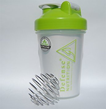 Blender Bottle W/wire Shaker Ball, 20 Ounce Shaker Bottle for Protein Powder, Clear Green - Defense Nutrition