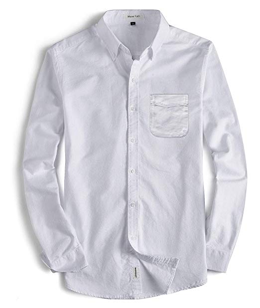 MUSE FATH Men's Oxford Dress Shirt-Cotton Casual Regular Fit Long Sleeve Shirt