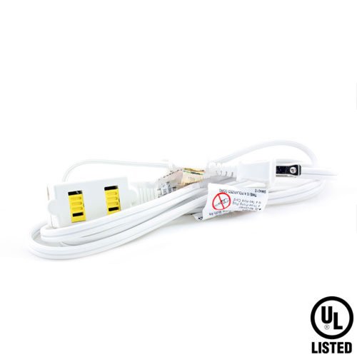 Wideskall 2 Prong Polarized 3 Outlets UL Listed Indoor Extension Cord (White)...