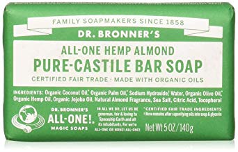 Dr Bronner's Organic Almond Pure Castile Bar Soap, 6 Pack (6 x 140 g)