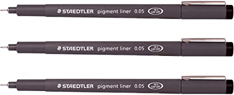 Staedtler 0.05 mm Pigment Liner Fineliner Sketching Drawing Drafting Pens Pack of 3