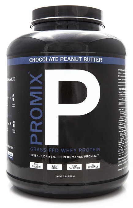 PROMIX #1 Selling Chocolate Peanut Butter 100% California Grass Fed Whey Protein, 5LB Bulk, Preservative Free, Mixes Instantly
