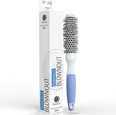 Professional Round Brush for Blow Drying - Extra-Small Ceramic Ion Brush for Sleek, Salon Blowout - Lightweight Hair Brush by Osensia, 25mm