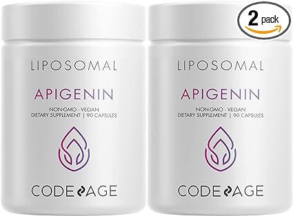 Codeage Liposomal Apigenin Supplement, 3-Month Supply, Daily Flavonoid Chamomile Extract, Liposomal Phospholipid Complex, Non-GMO Sunflower Oil, Phosphatidylcholine Vegan Blend, Gluten-Free - 2 Pack