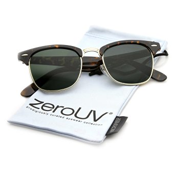 zeroUV - Premium Half Frame Horn Rimmed Sunglasses with Metal Rivets