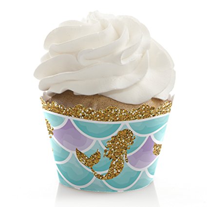 Let's Be Mermaids - Baby Shower or Birthday Party Cupcake Wrappers - Set of 12