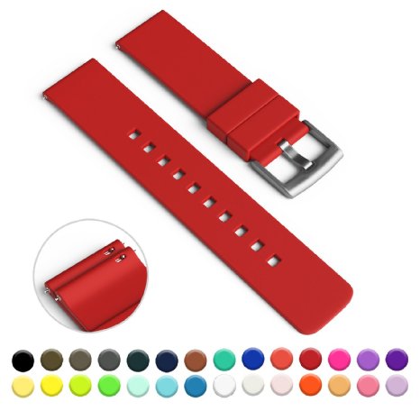 GadgetWraps 22mm Silicone Strap / Band for Pebble Watch with Quick Release Pins (Red)