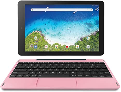 Newest Premium High Performance RCA Viking Pro 10.1" 2-in-1 Touchscreen Laptop Computer Tablet Quad-Core 1G Memory 32GB Hard Drive Detachable-Keyboard Android 8.1 (Pink)