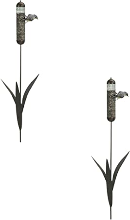 Woodlink 36-Inch Tall 0.50-Pound Capacity Portable Cattail Stake Bird Feeder with Metal Mesh Cage and Twist-Off Cap (2 Pack)