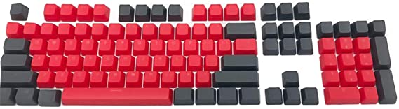 104Pcs Gaming Keyboard Caps,Universal Keycaps for Mechanical Keyboard,ABS Backlight Wear-Resistant Key Caps Replacement Keyboard Accessories Black Red