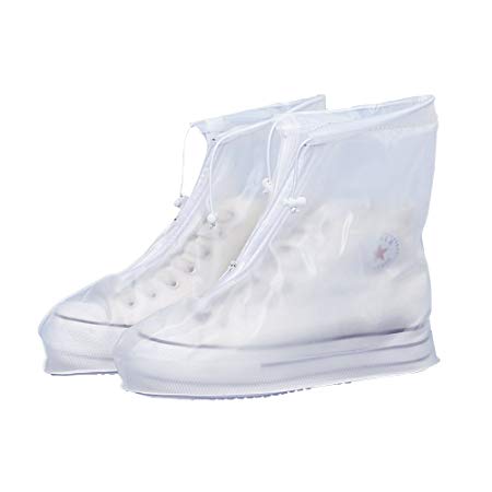 Shoes Cover, GIM Transparent White Reusable Waterproof Rain Shoes Cover Overshoes Snow Protective Guard Slip-resistant Rain Boots Men Women Girls Boys