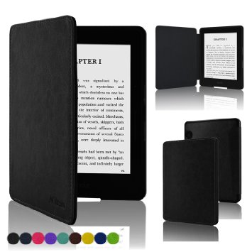 Kindle Voyage Case - ACcase Kindle Voyage SmartShell Case - the Thinnest and Lightest Premium PU Leather Cover Case for Kindle Voyage 2014 Version with Auto Wake Sleep Feature - Black