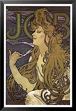 Buyartforless Work Framed Job 1897 Cigarette by Alphonse Mucha 36x24 Art Print Poster, Brown