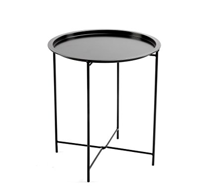 Finnhomy Small Round Side End Table, Sofa Table, Tray Side Table, Snack Table, Metal, Anti-Rusty, Outdoor and Indoor Use for Putting Small Things, Multi-use