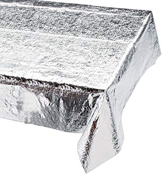 Creative Converting Metallic Silver Metallic Tablecover 54 x 108 Solid - 38320