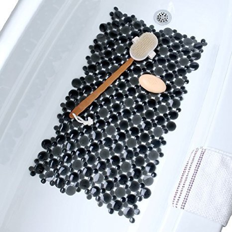 Burst of Bubbles Bathtub Mat 17" X 30" (Black)