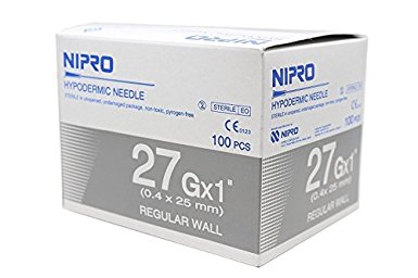 NIPRO HYPODERMIC Dispensing NEEDLE 27ga x 1"(0.4 x 25 mm) 100 pieces