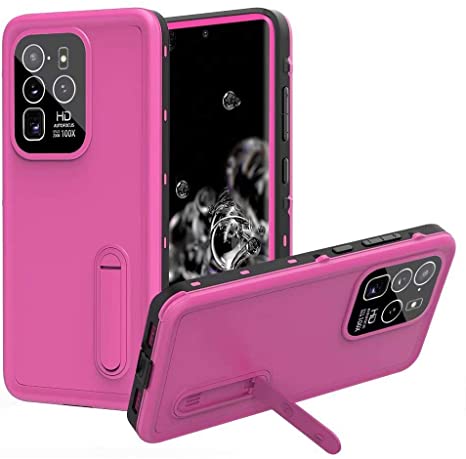 Mangix Galaxy S20 Ultra Case,Underwater Cover Full Body Protective Shockproof Snowproof Dirtproof Case with Kickstand for Samsung Galaxy S20 Ultra (Pink)