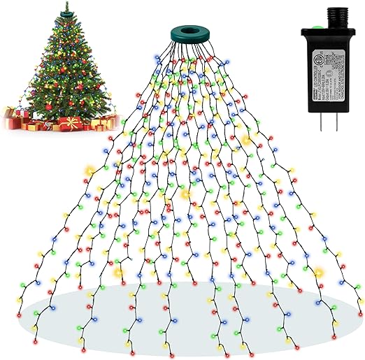 Christmas Tree Lights - Christmas Lights Indoor 480 LED 9.8FT x 16 Drop Christmas Outdoor Lights with 8 Models & Memory Function & Timer Multicolor