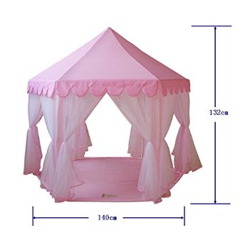 GreEco Princess Castle PLay Tent, Fairy Princess Castle Tent,Newest Design, Extra Large Room, Pink
