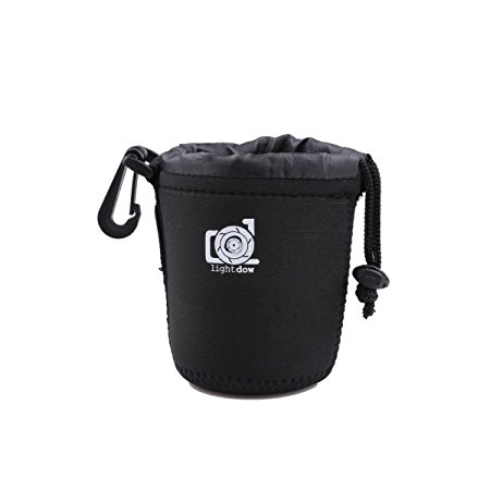 LightDow Small Lens Pouch 5mm Thick Neoprene Bag For Canon 50mm F1.8 EF-S 18-55mm f/3.5-5.6 IS II Yongnuo YN 50mm F/1.8 Etc (Size=S)