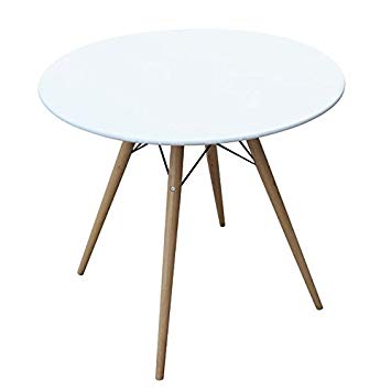 Fine Mod FMI10039-29-WHITE Wood Leg Dining Table Fiberglass Top 29" White