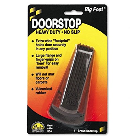 Master Caster Products - Master Caster - Big Foot Doorstop, No-Slip Rubber Wedge, 2-1/4w x 4-3/4d x 1-1/4h, Brown - Sold As 1 Each - Wedge style, nonslip rubber with extra-wide flange. - For homes and offices. - Highly-visible colors designed to prevent t