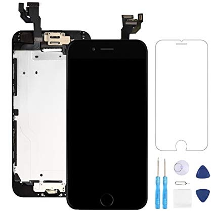 Full Assembly for iPhone 6 Plus Screen Replacement Black LCD Touch Digitizer Display with Front Camera，Ear Speaker，Facing Proximity Sensor with Home Button，Repair Tools