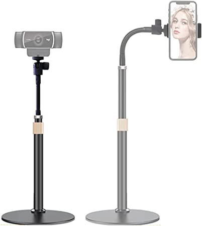 Etubby Webcam Stand Phone Holder [Extension-Type] Desktop Stand Flexible Gooseneck Video Stand Camera Mount for Cellphones, Logitech Webcam C922 C930e C920S C920 C615, Etc. (1/4" Threads)