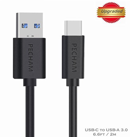 PECHAM USB Type C Cable USB-C to USB-A 3.0 (6.6ft) With 56k Ohm Pull-up Resistor for Nexus 6P 5X, OnePlus 2, Lumia 950 950xl, LG G5, ChromeBook Pixel, Nokia N1 Tablet and Other Type-C Devices