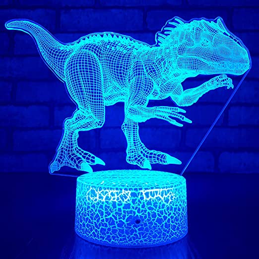 JMLLYCO Dinosaur Toys Night Lights for Boys T Rex Light 16 Colors Change with Remote Control Optical Illusion Bedside Lamps Jurassic World Toys for3 4 5 6 7 8 9 Year Old Boys Gifts