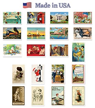 VINTAGE REPRINTS 1907-1941 postcard set of 20. Post card variety pack of vintage postcards reprnits. Made in USA.