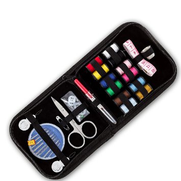 Travel Sewing Kit by Oventure - The Best Solution for Fashion Emergencies, Camping, College Dorms, Weddings, and Any Other Situation On-The-Go| High Quality Case with Zippered Enclosure | Lifetime Guarantee