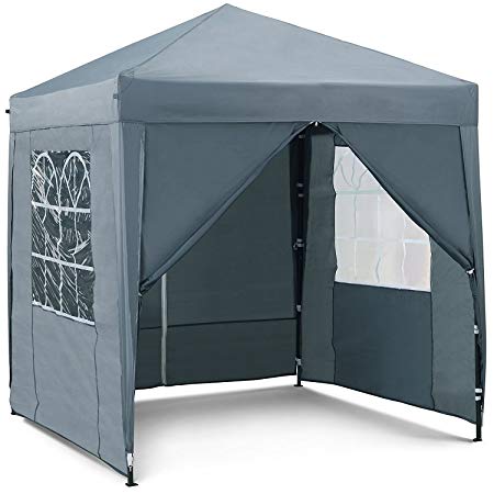 VonHaus Pop Up Gazebo 2x2m – Outdoor Garden Marquee with Water-resistant Cover - Grey Colour